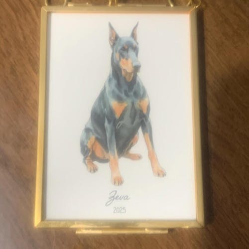 Personalized Watercolor Dog Photo Golden Frame Ornament
