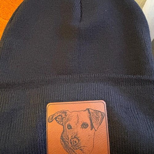 Custom Beanie with Dog Photo Engraved