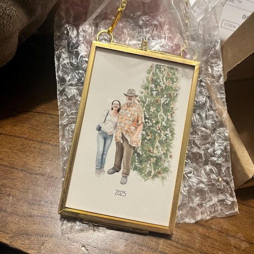 Personalized Watercolor Portrait Frame Ornament