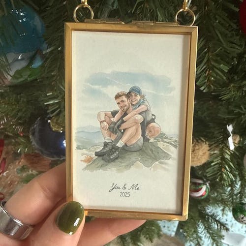 Personalized Watercolor Portrait Frame Ornament