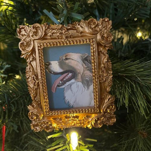 Personalized Watercolor Dog Photo Frame Ornament