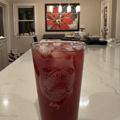 Custom Engraved Pint Glass with Your Dog's Photo