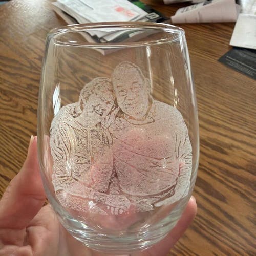 Personalized Stemless Wine Glass with Photo Engraved