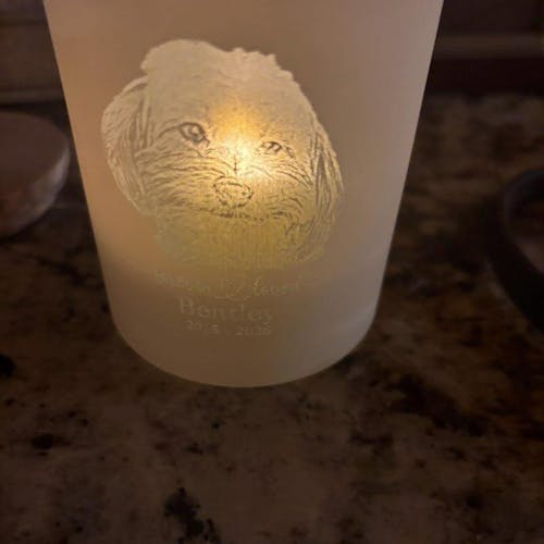 Personalized Pet Memorial Glass Tea Light Holder