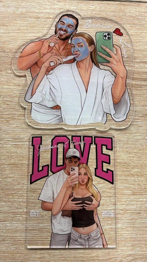 Personalized Watercolor Couple Portrait Car Visor Clip