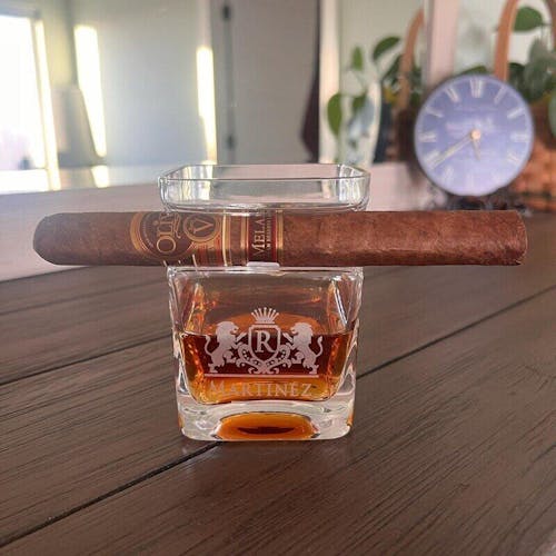 Custom Monogram Cigar Holder Whiskey Glass