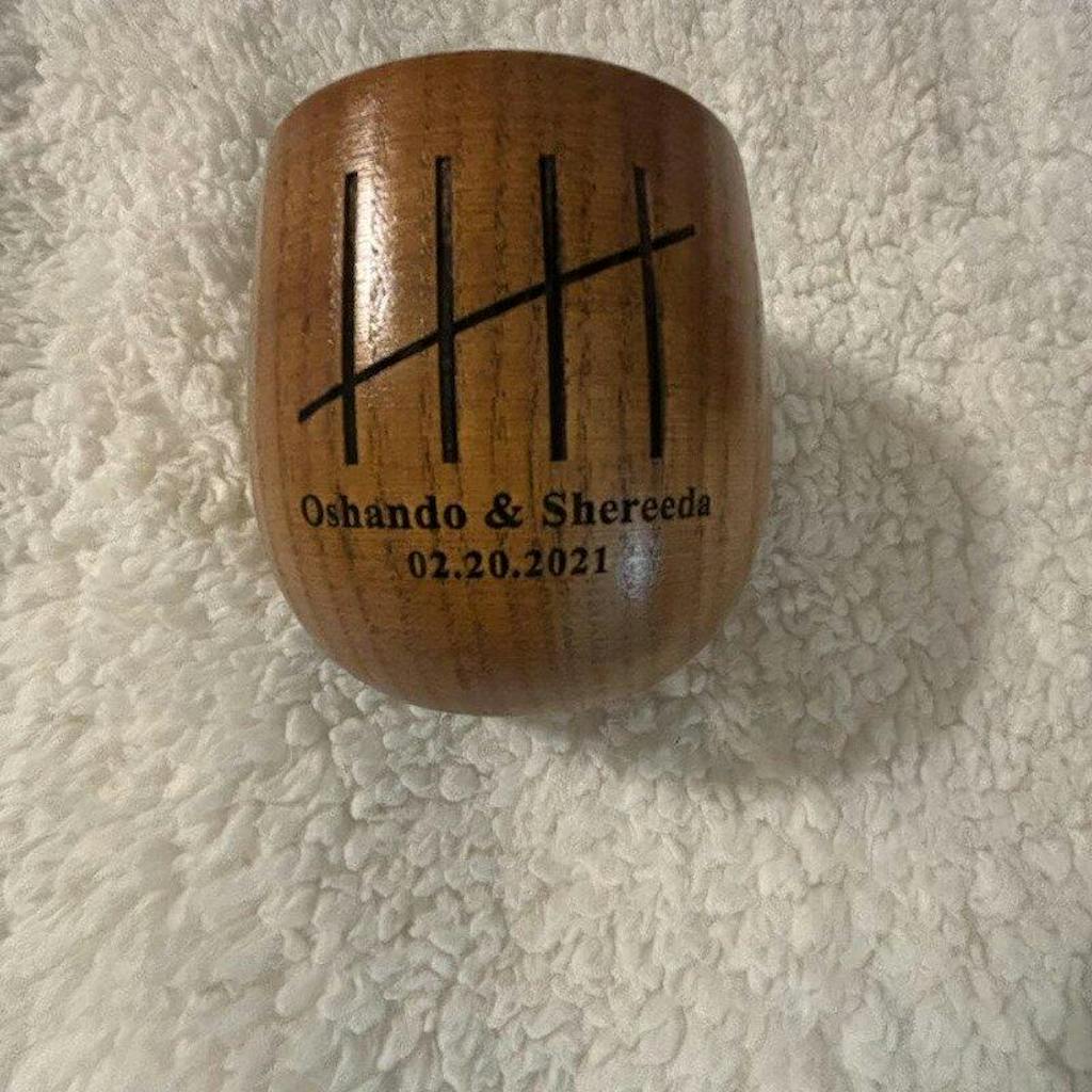 Personalized 5 Year Anniversary Wooden Whiskey Glass