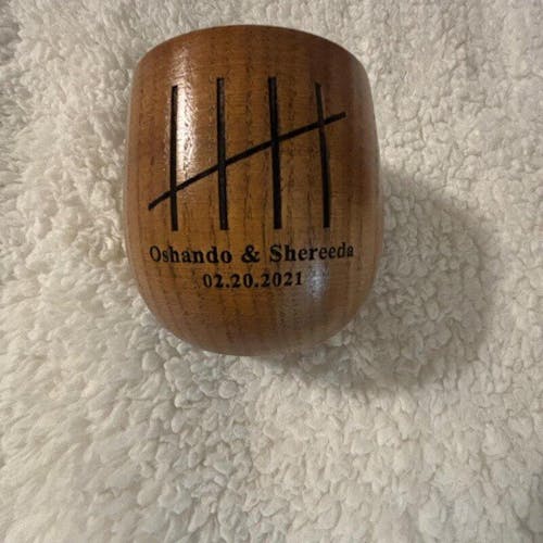 Personalized 5 Year Anniversary Wooden Whiskey Glass