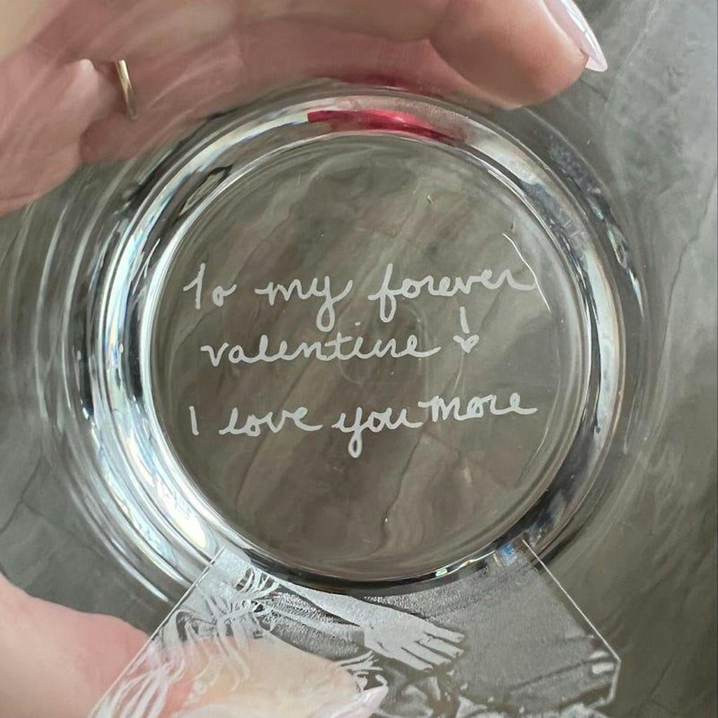 Custom Photo & Handwriting Whiskey Glass Engraved