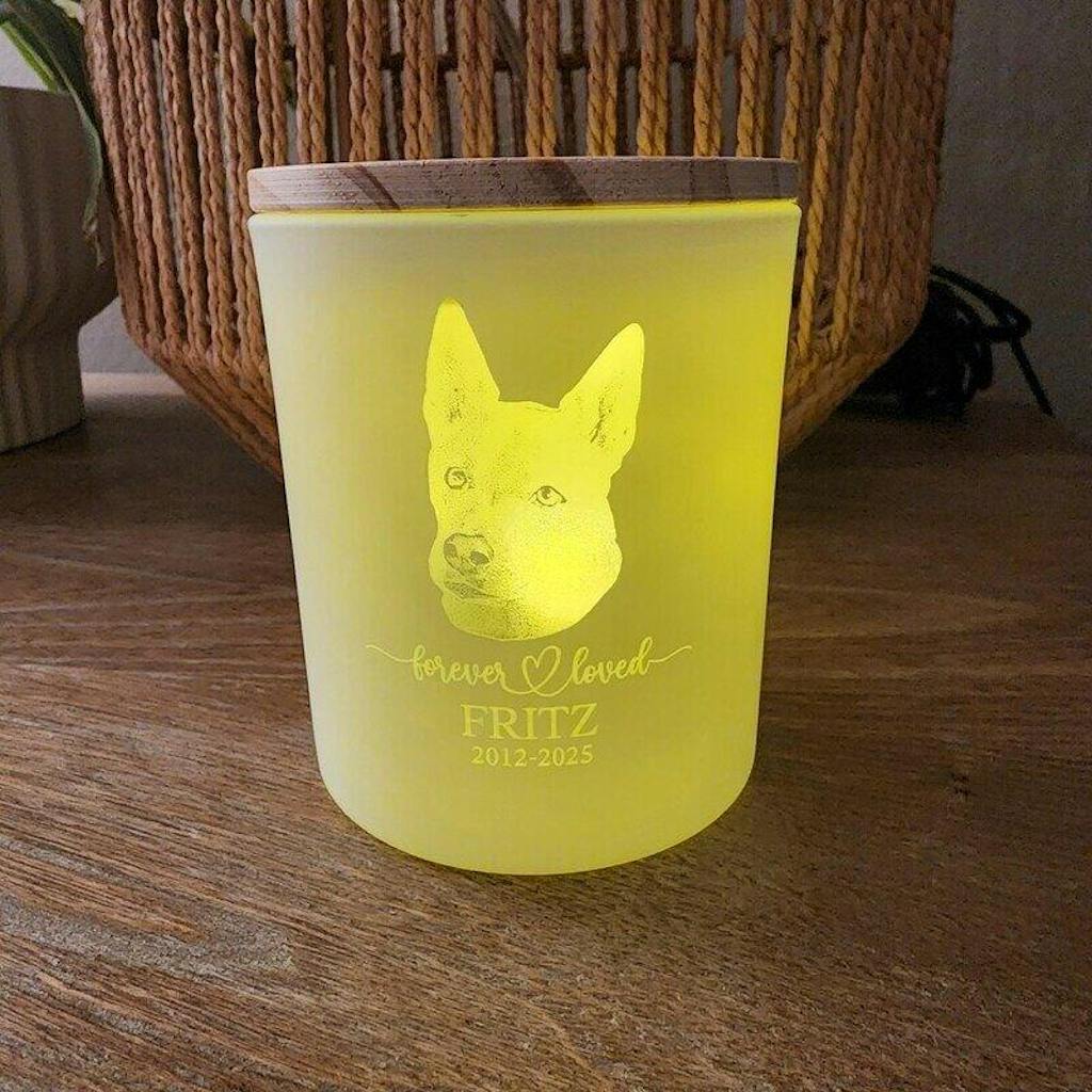 Personalized Pet Memorial Glass Tea Light Holder