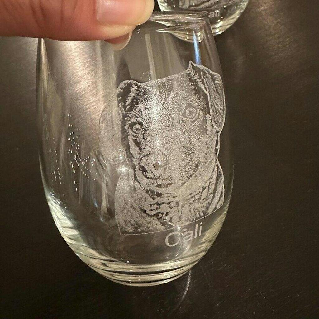 Personalized Stemless Wine Glass with Photo Engraved
