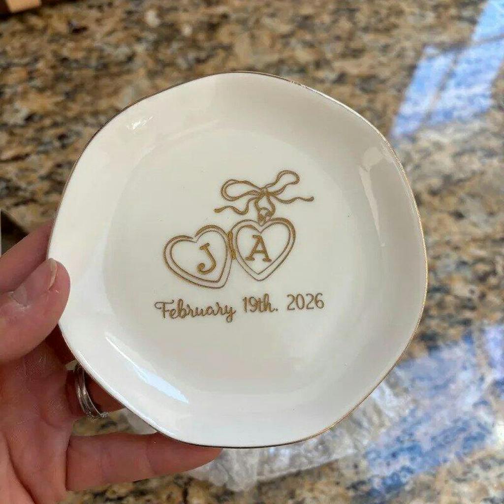 Personalized Locket Wedding Ring Dish