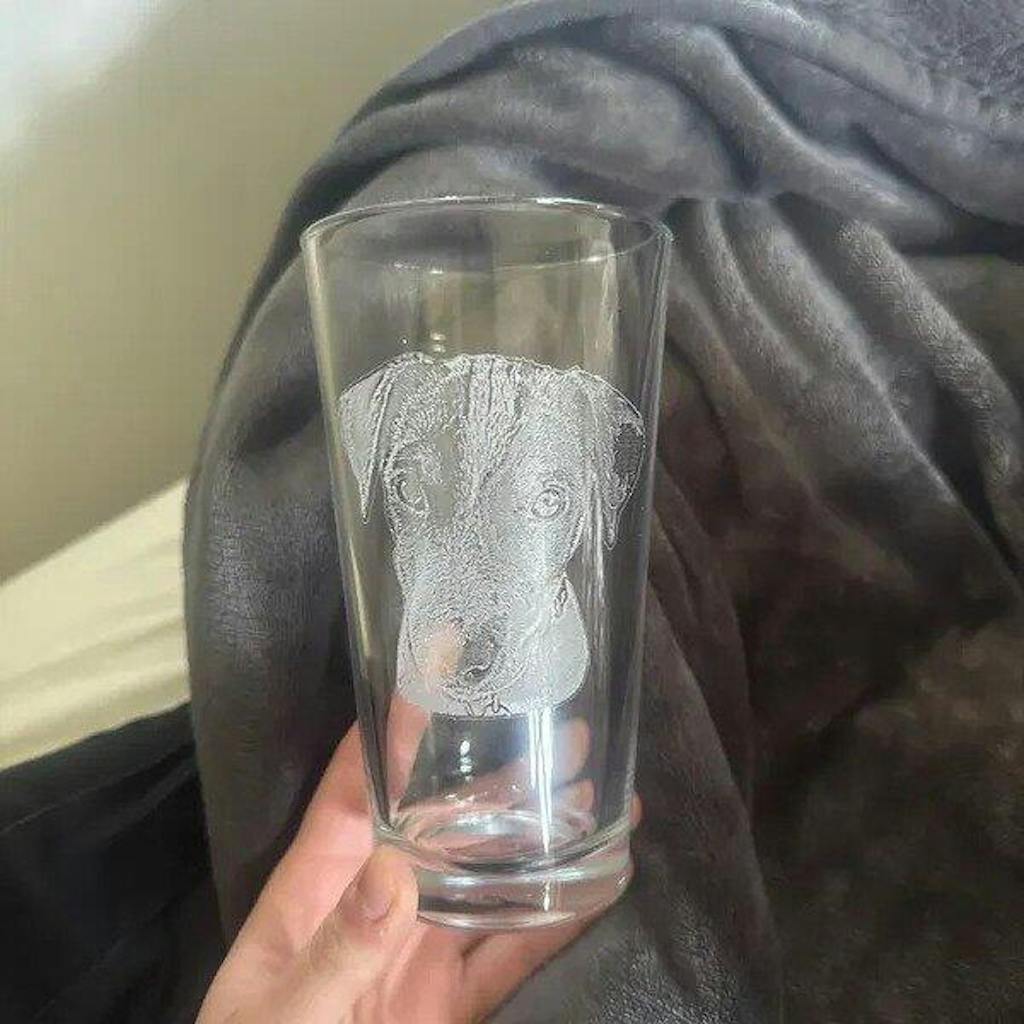 Custom Engraved Pint Glass with Your Dog's Photo