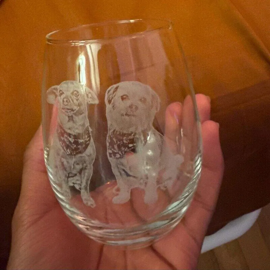 Custom Pet Photo Wine Glass Dog Mom Gift