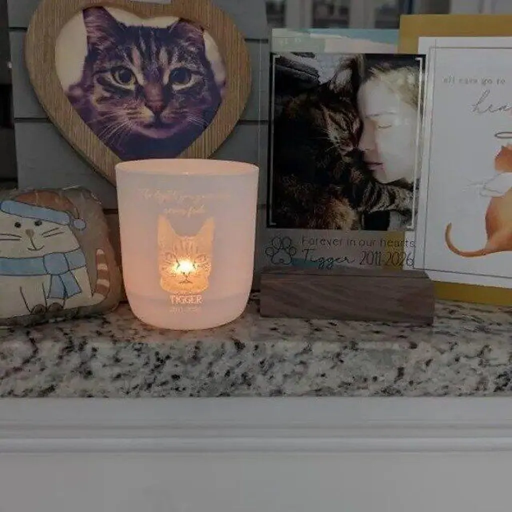 Personalized Pet Memorial Glass Tea Light Holder