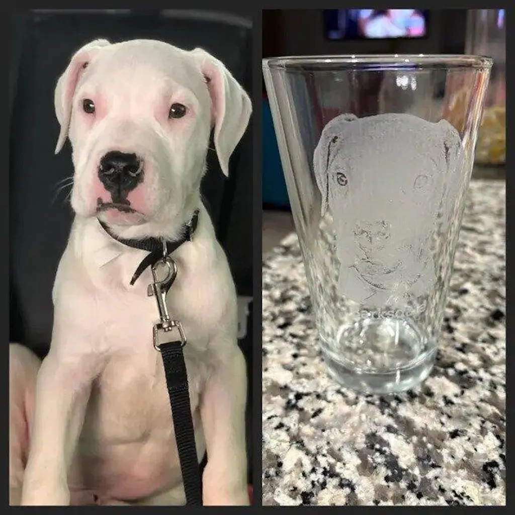 Custom Engraved Pint Glass with Your Dog's Photo