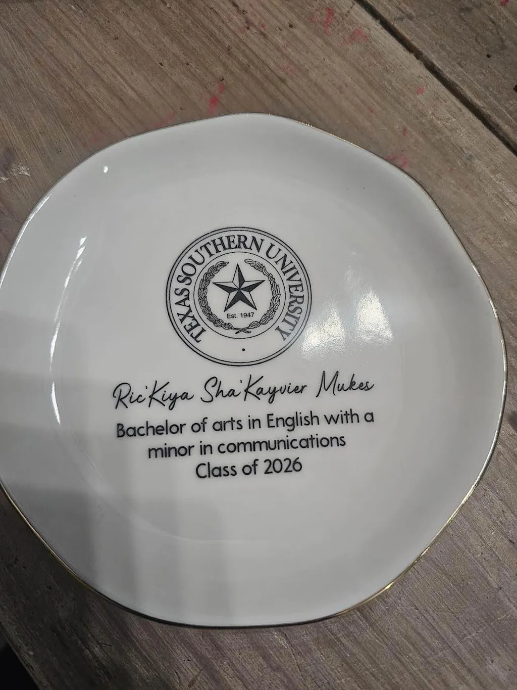 Personalized College Logo Graduation Ring Dish