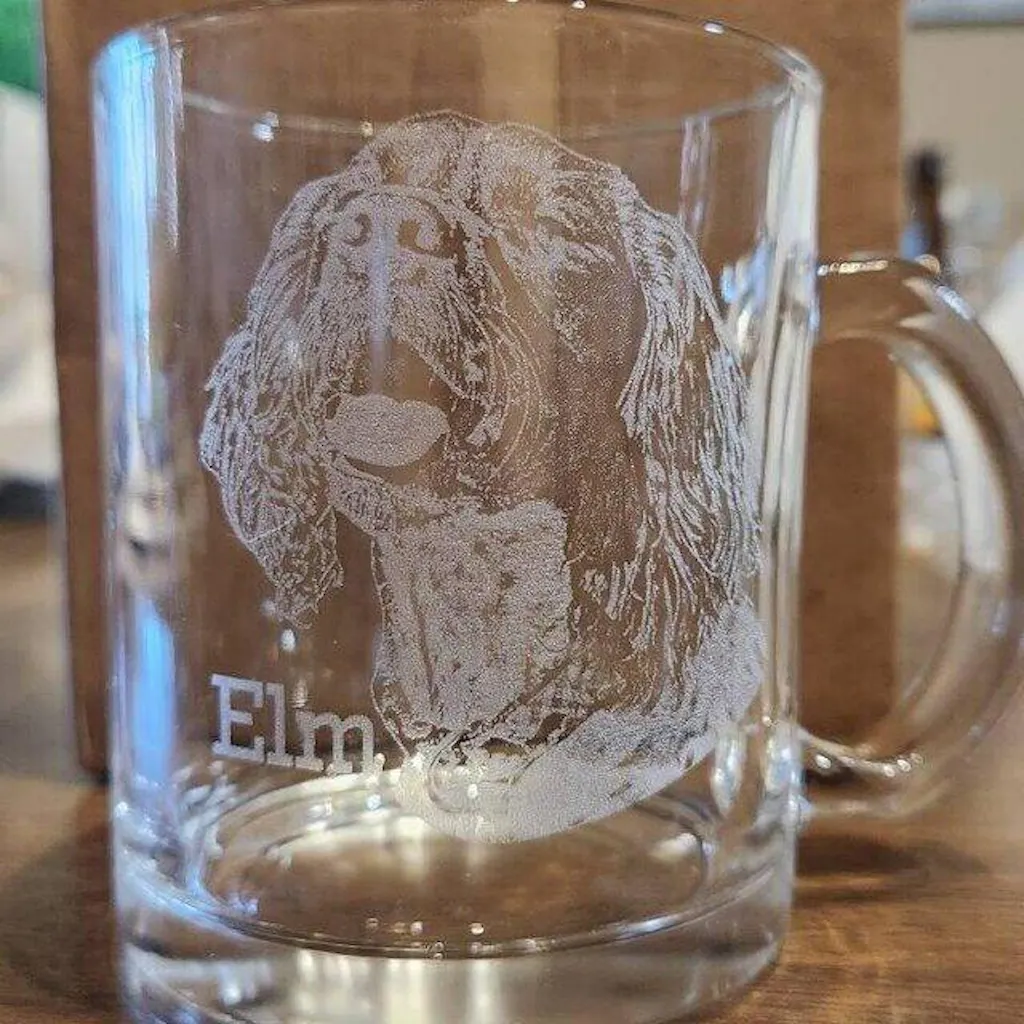 Custom Engraved Dog Photo Coffee Glass