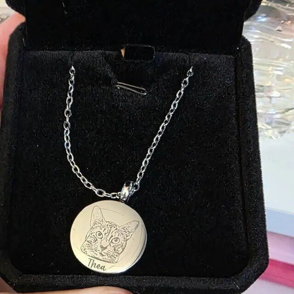 Personalized Cat Photo Heart Urn Necklace