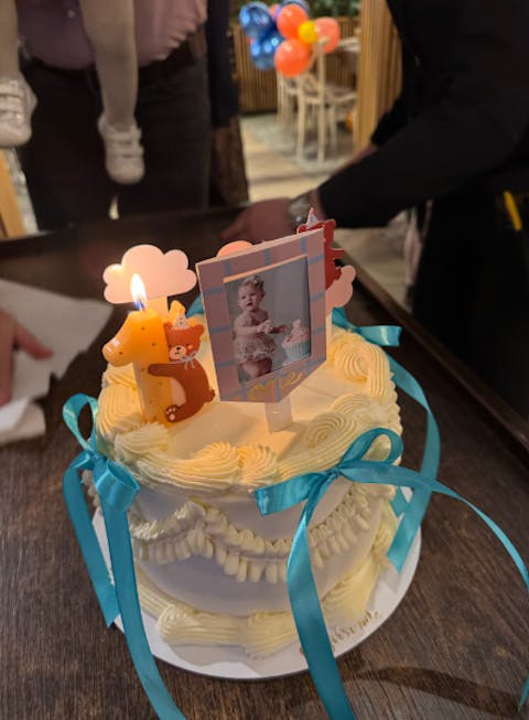 Lumanare aniversara cifra 1 cu ursuletul Teddy, mix, 7 cm