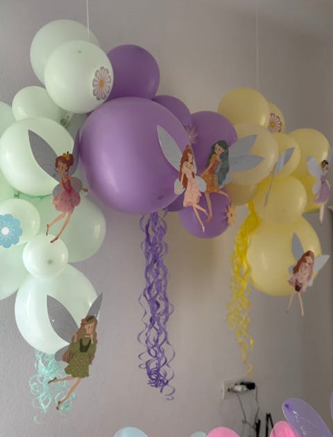 Ghirlanda de baloane pastel cu panglici (45 baloane)