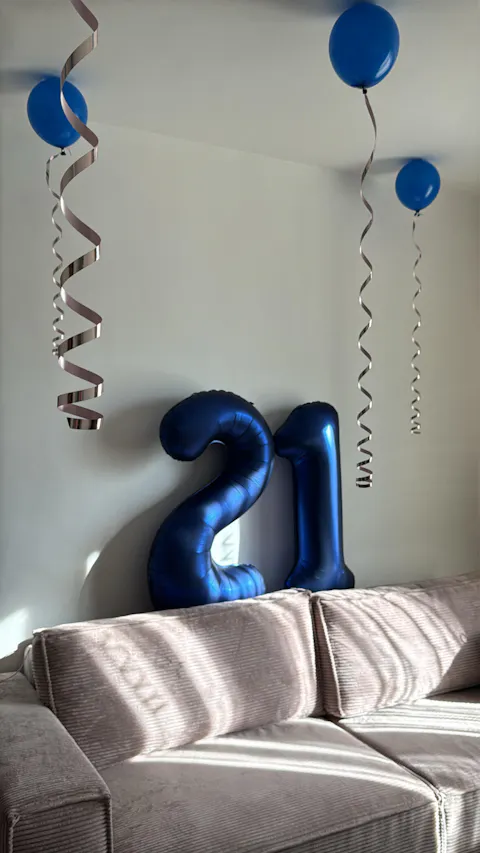 Balon din Folie, Cifra 1, 86cm Albastru Marin