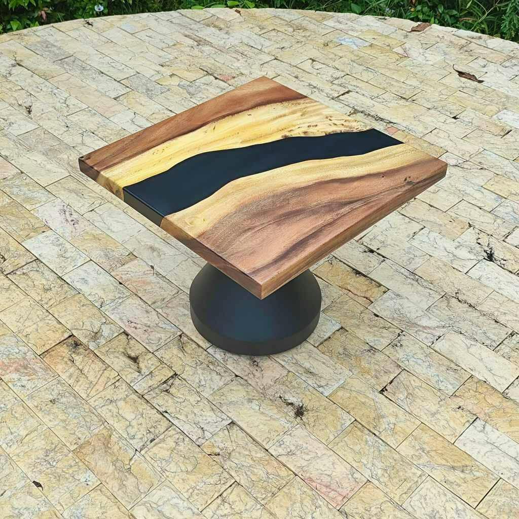 Square Epoxy Wooden Coffee Table Top 23" x 23"