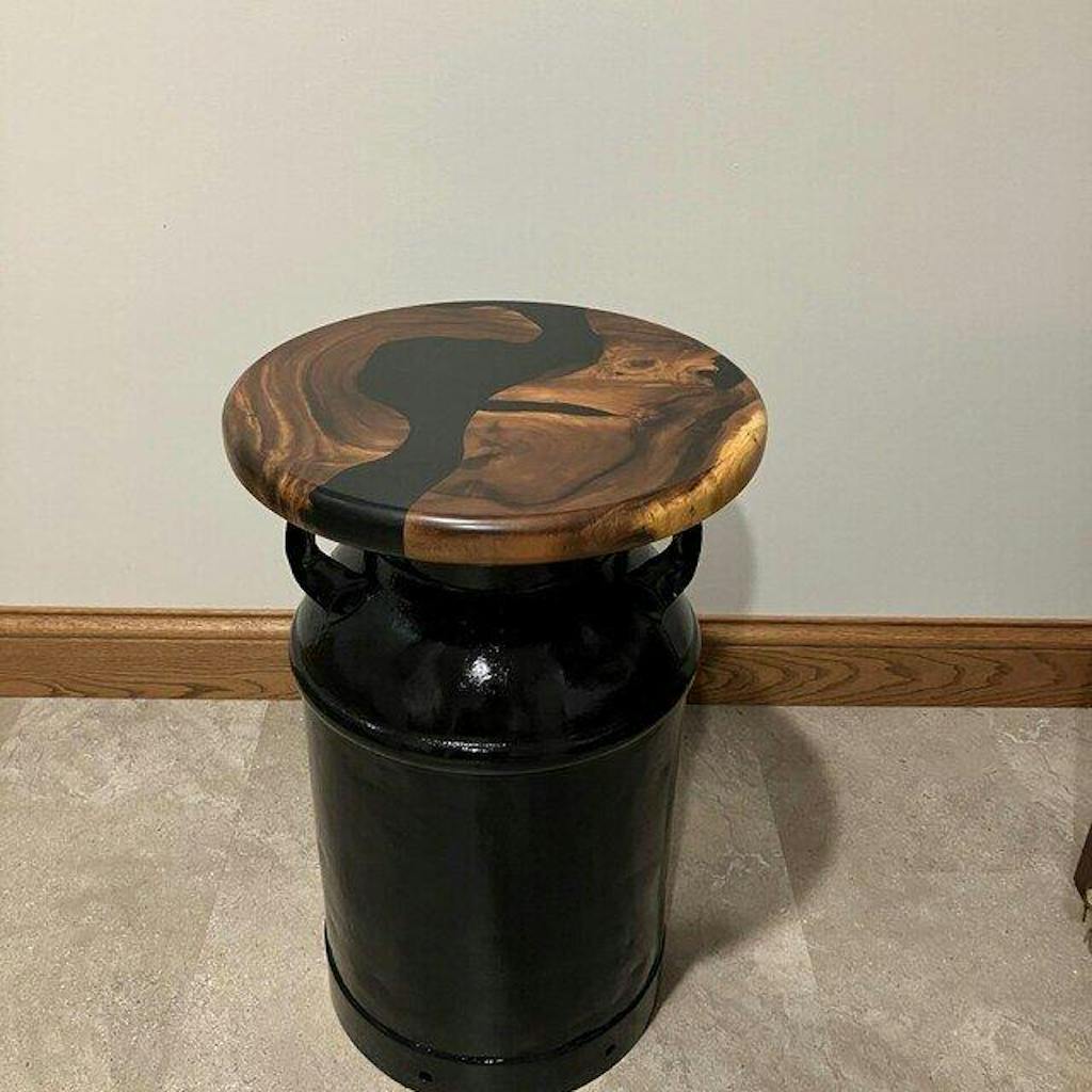 Round Black Epoxy Resin Coffee Table Top 15" Diameter