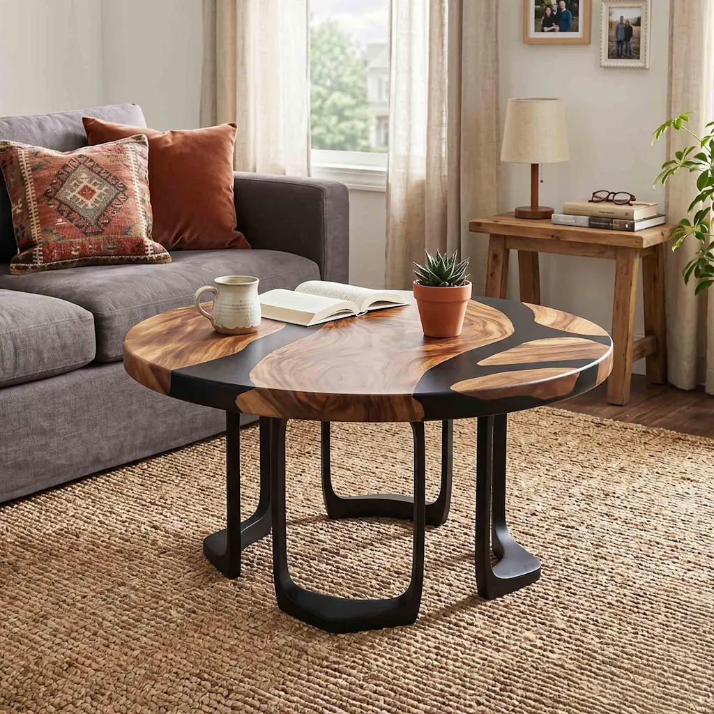 Coffee Table with Framie 16" H x 4.3" W Steel Table Base for Natural Wood Top