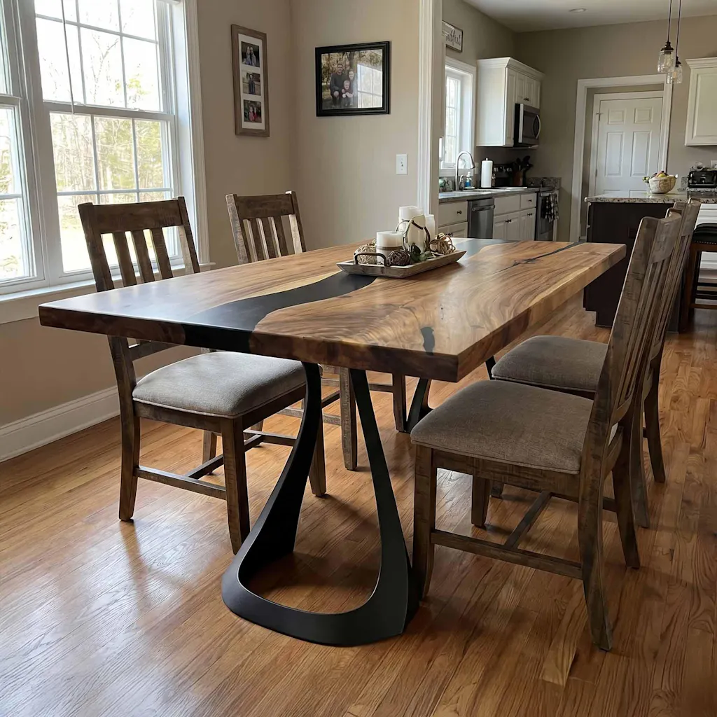 Dining Table with Fello 28.5" H x 12" W Metal Table Legs for Rectangle Top