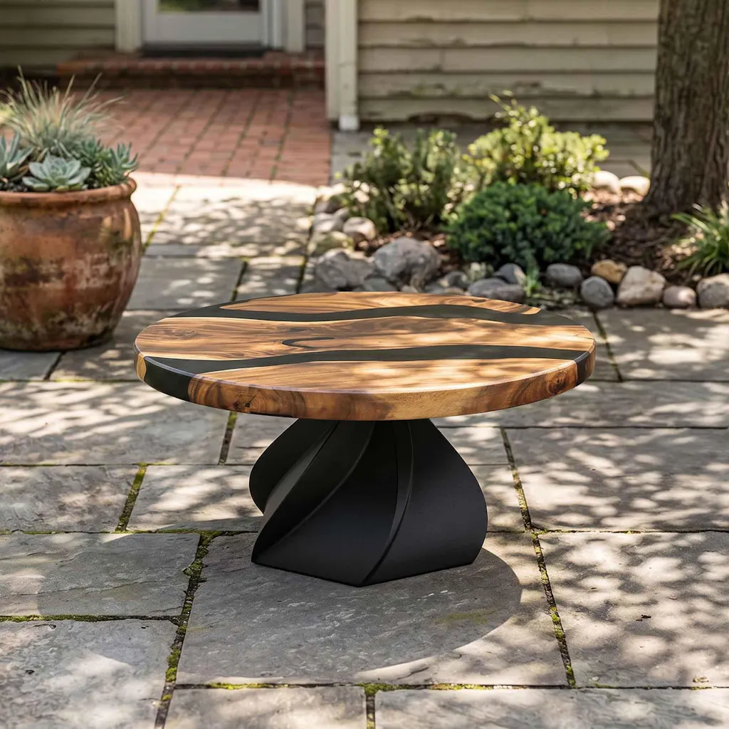 Coffee Table with Papao 16" H x 21" W Table Base for Industrial Natural Wood