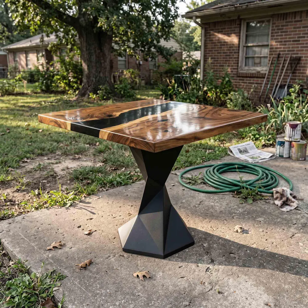 Dining Table with Frost 28.5" H x 16" W Metal Table Base for Wooden Epoxy Top