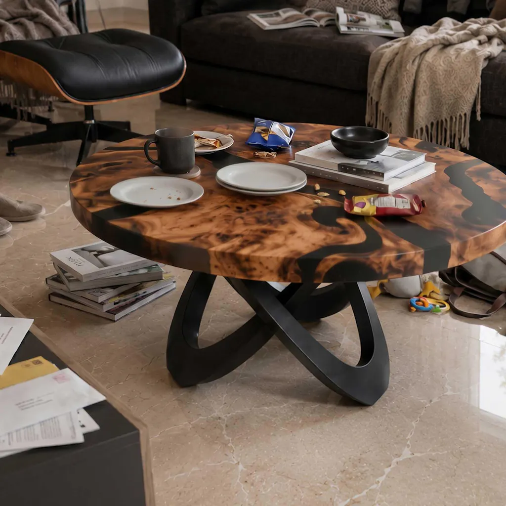 Coffee Table with Looper 16" H x 23" W Metal Table Base for Natural Wood Top