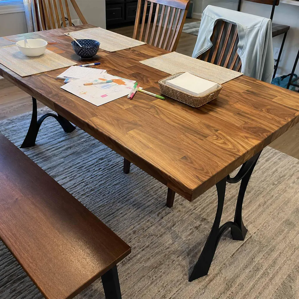 Dining Table with Joxie 28.5" H x 2.6" W Metal Table Legs for Butcher Block Wood