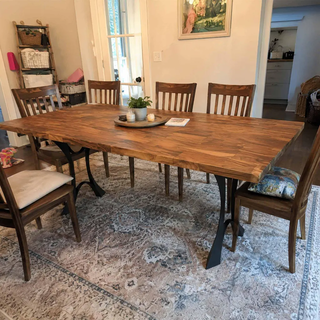 Dining Table with Joxie 28.5" H x 2.6" W Metal Table Legs for Butcher Block Wood