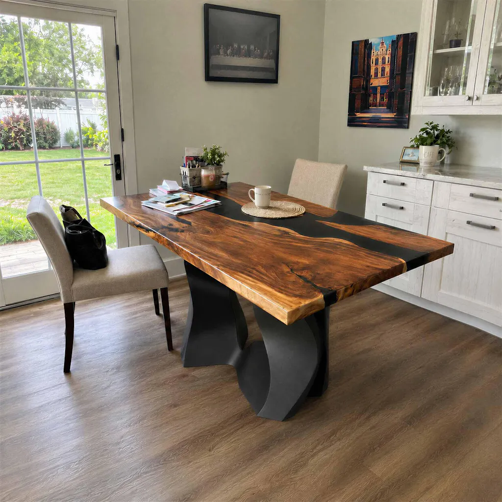 Dining Table with Rocky 28.5" H x 22" W Metal Table Base for Rectangular Top