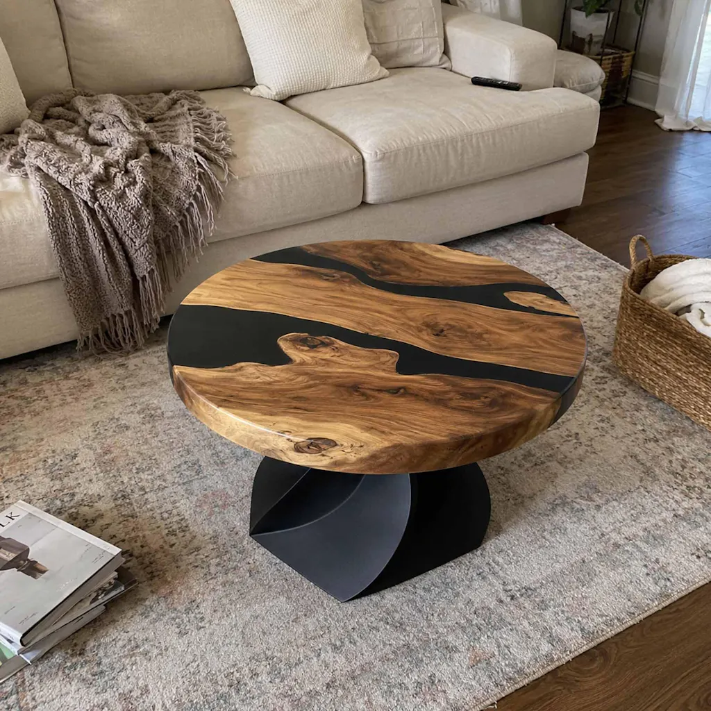Coffee Table with Papao 16" H x 21" W Table Base for Industrial Natural Wood