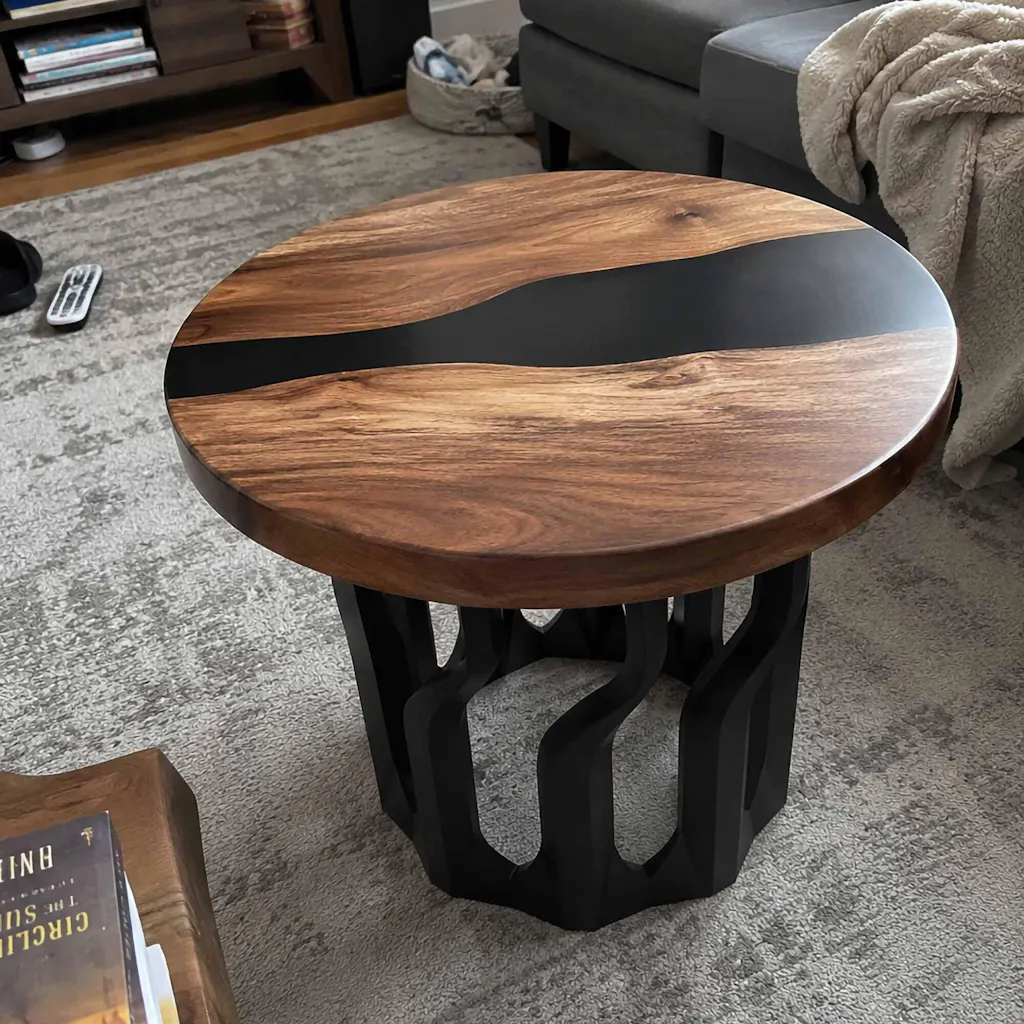 Coffee Table with Diadem 16" H x 16" W Metal Table Base for Modern Epoxy Top