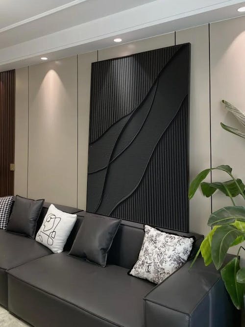 Minimalist Geometric 3D Textured Wall Art - Noirflow