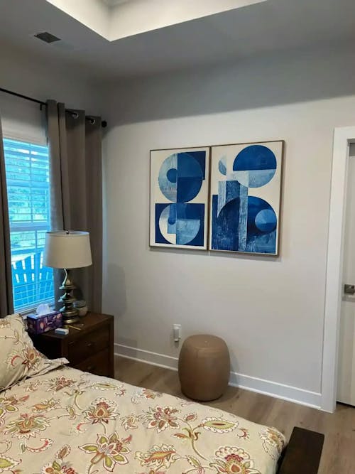 Geometric Minimalist Blue Wall Art - Echo Form