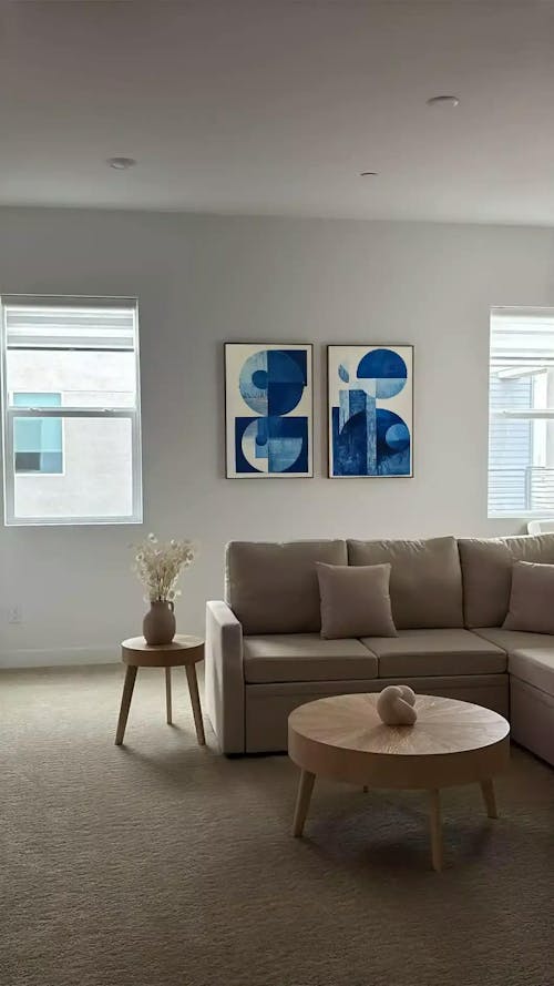 Geometric Minimalist Blue Wall Art - Echo Form