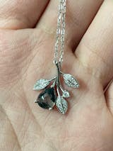 'Moss Whisper' Nature Inspired Pear Cut Leafy Moss Agate Necklace