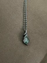Kite Cut Moss Agate Mystical Serpent Carved Nature Inspired Necklace