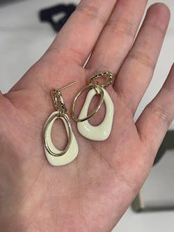 Cream Enamel Abstract Earrings