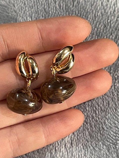 Amber Resin Vintage Drop Earrings