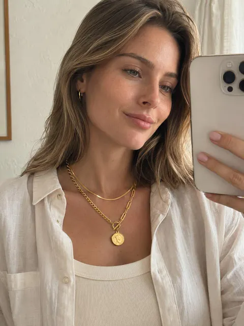 Mixed Chain Coin Toggle Necklace