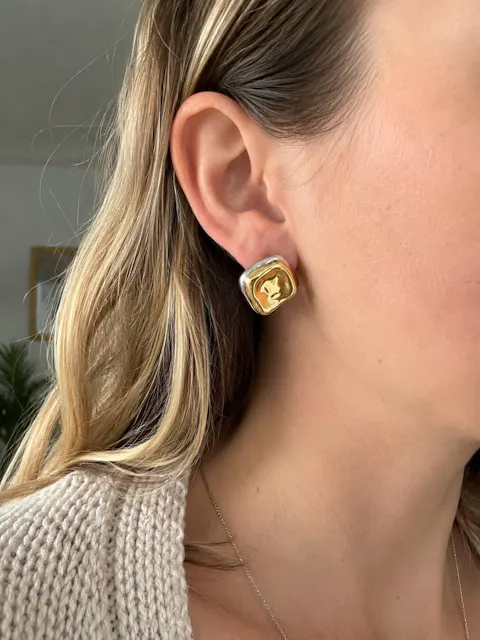 Two-Tone Sculptural Stud Earrings