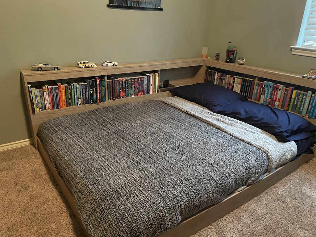 Oliah Natural Full Bookcase Storage Bed Luna Furniture