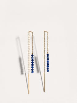 Long Chain Earrings with Natural Gemstones