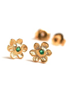Iva Daisy Green Floral Stud Earrings